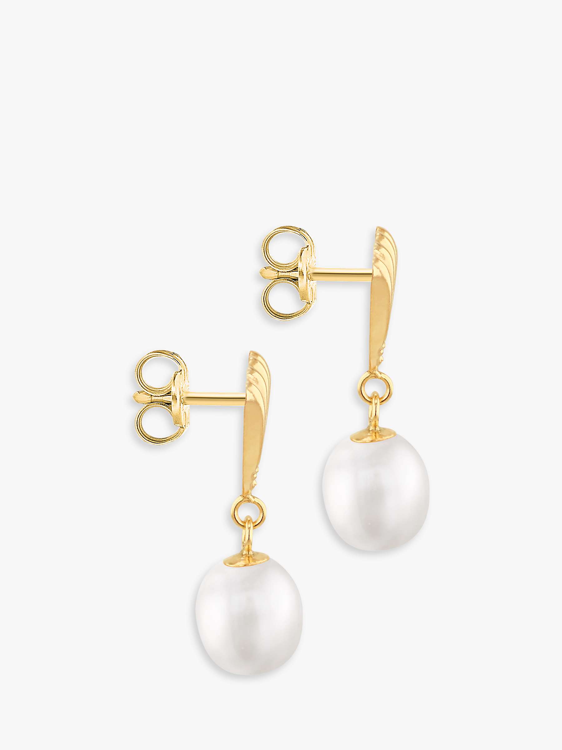 Buy IBB 9ct Yellow Gold Freshwater Pearl Shell Drop Earrings, Gold Online at johnlewis.com