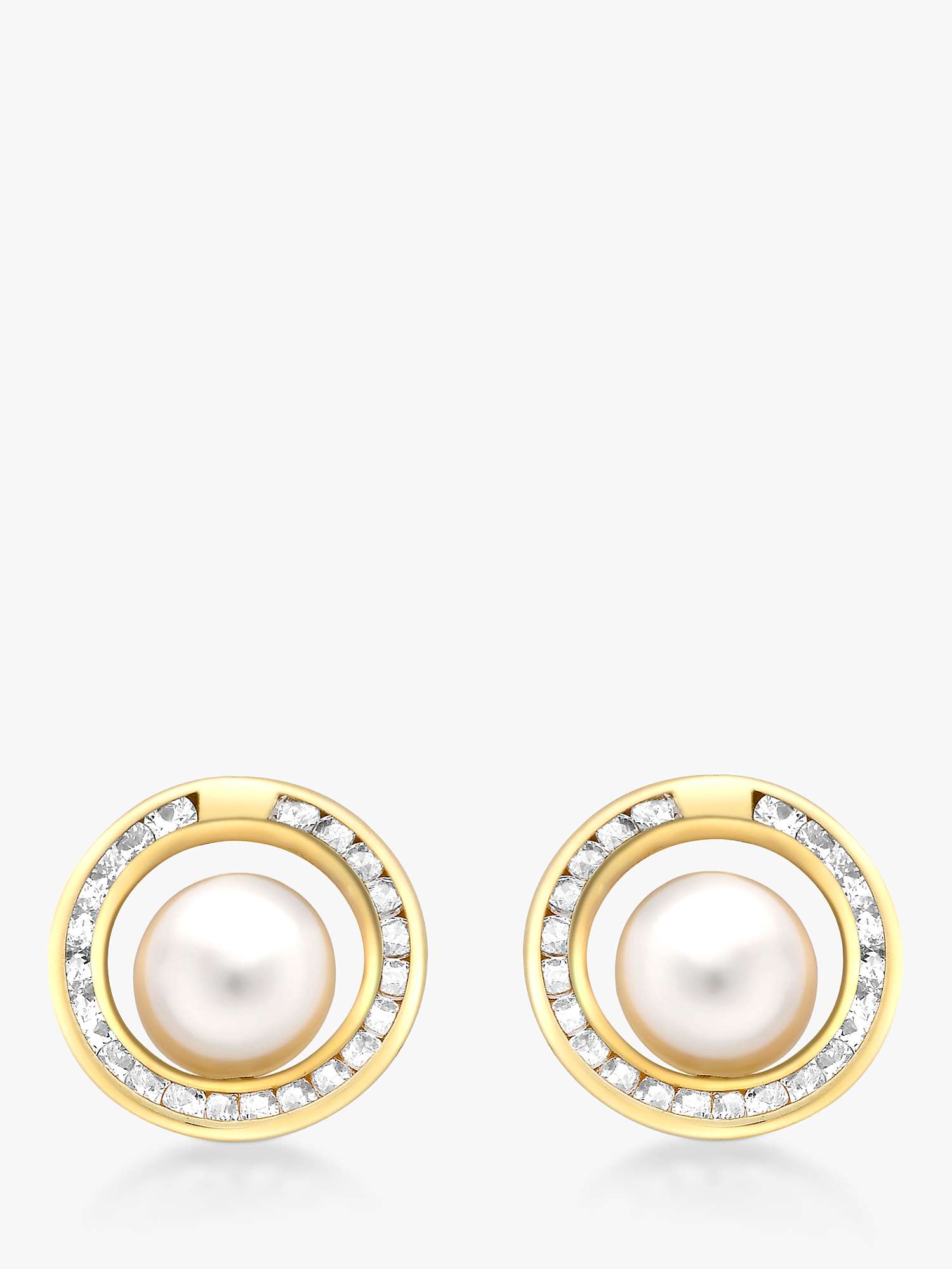 Buy IBB 9ct Freshwater Pearl and Cubic Zirconia Round Stud Earrings, Gold Online at johnlewis.com