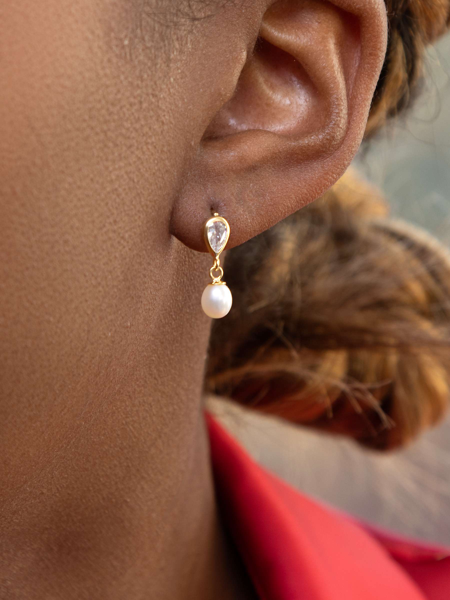 Buy IBB 9ct Gold Teardrop Freshwater Pearl Earrings, Gold Online at johnlewis.com