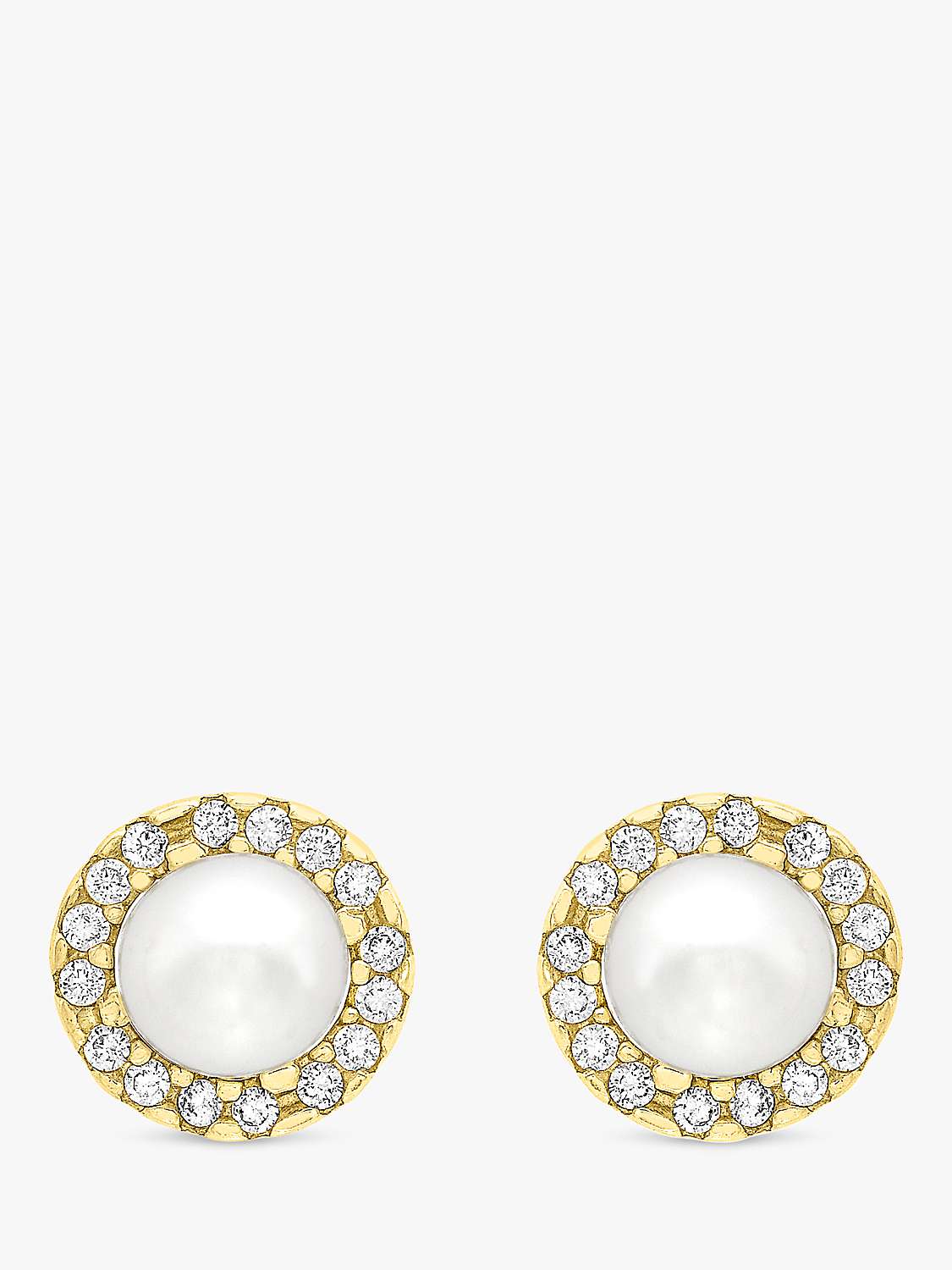 Buy IBB 9ct Gold Pearl Disc Stud Earrings, Gold Online at johnlewis.com