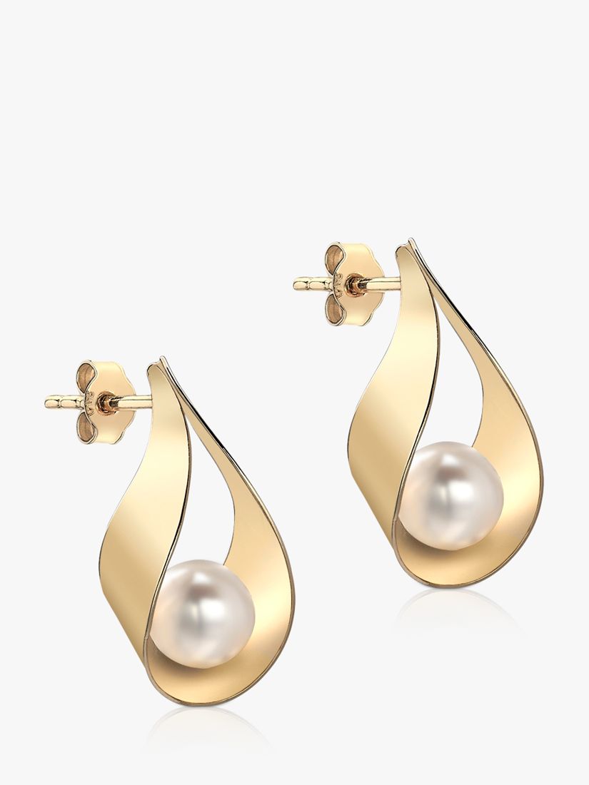 IBB 9ct Gold Pearl Teardrop Earrings, Gold at John Lewis & Partners