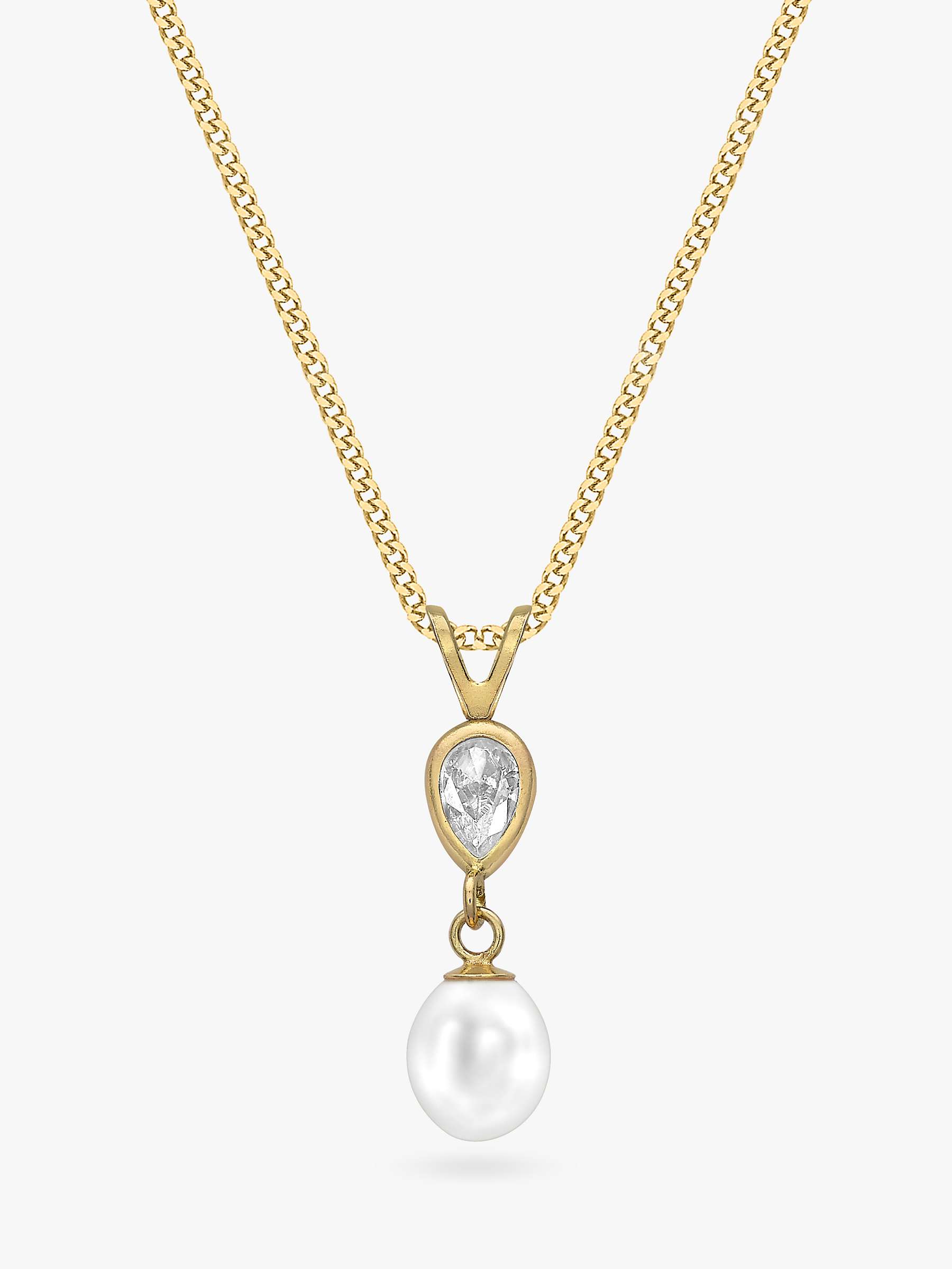 Buy IBB 9ct Gold Pearl & Teardrop Cubic Zirconia Pendant Necklace, Gold Online at johnlewis.com