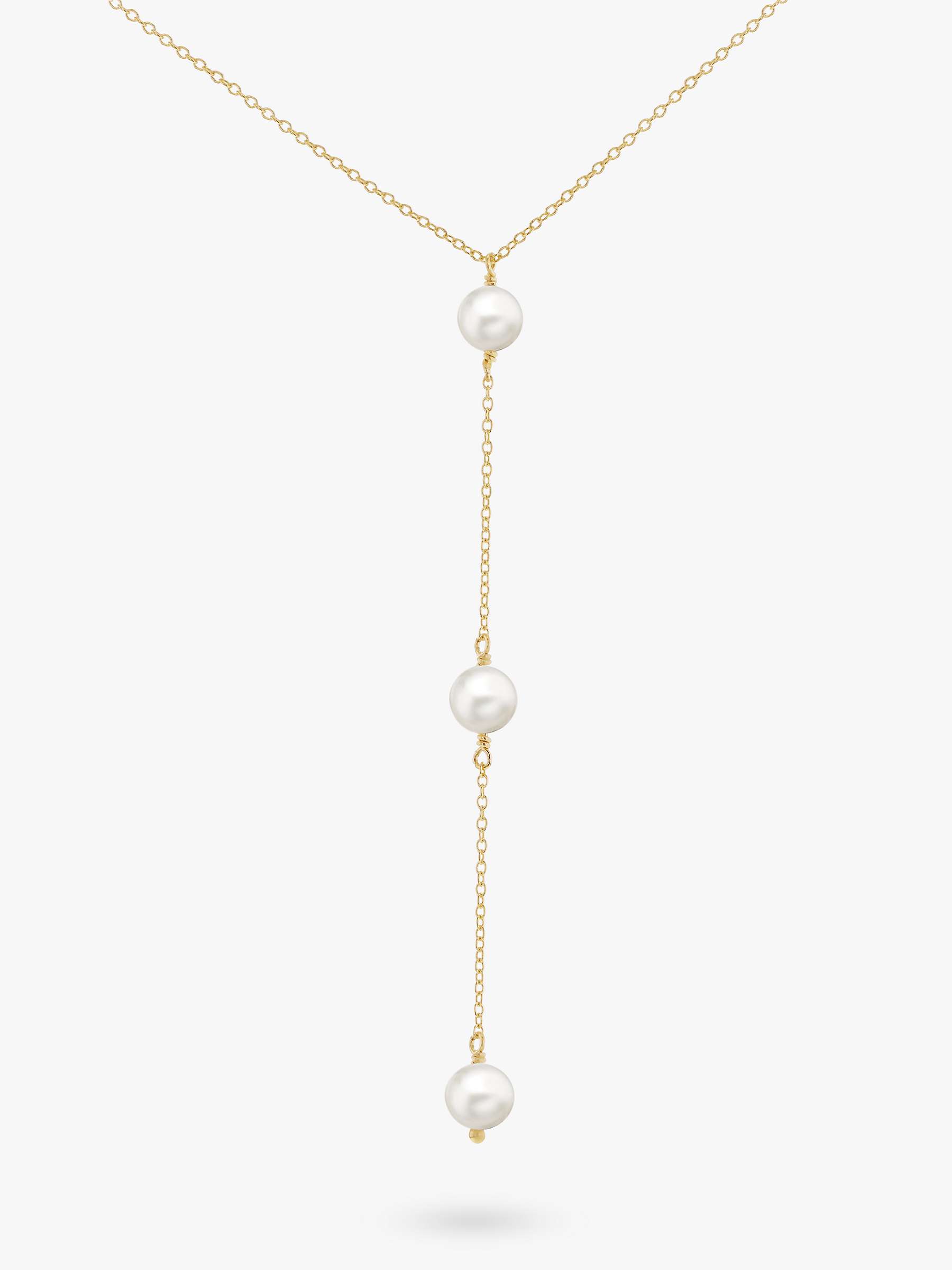 Buy IBB 9ct Yellow Gold Triple Freshwater Pearl Lariat Necklace, Gold Online at johnlewis.com