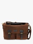 Loake Blackfriars Waxed Suede Messenger Briefcase, Brown