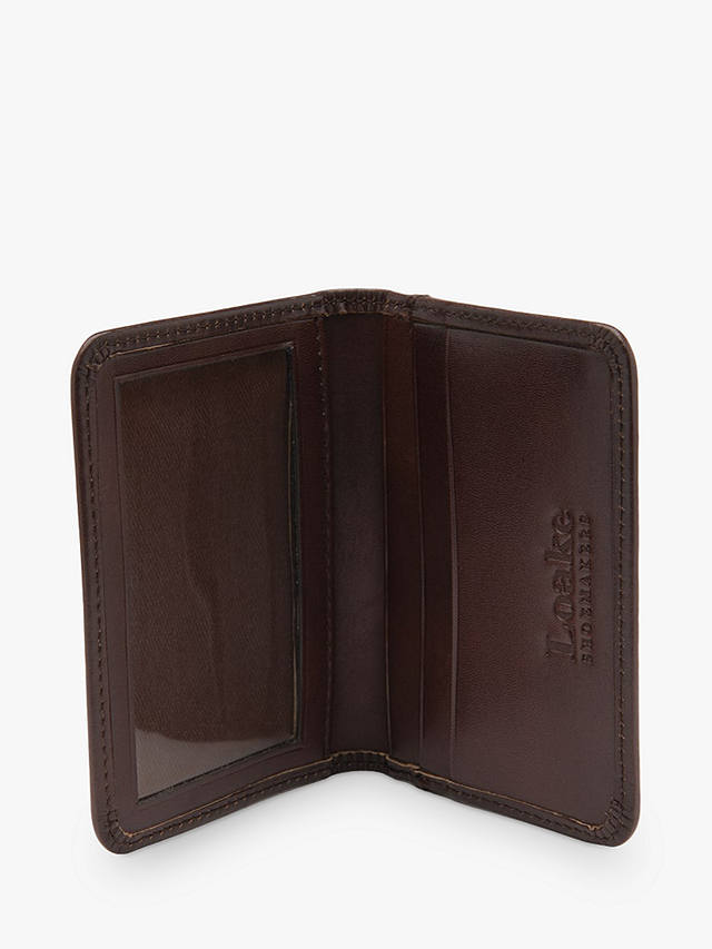 Loake Fenchurch Leather Card Holder, Dark Brown