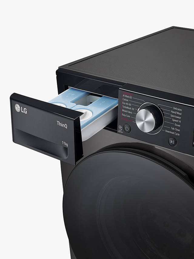 Buy LG F4Y711BBTA1 Freestanding Washing Machine, 11kg Load, 1400rpm Spin, Platinum Black Online at johnlewis.com