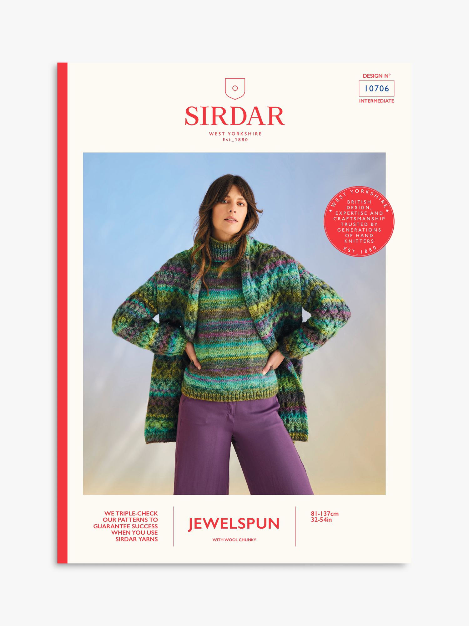 Sirdar Jewelspun Kelp Sleeve Sweater Knitting Pattern, 10706