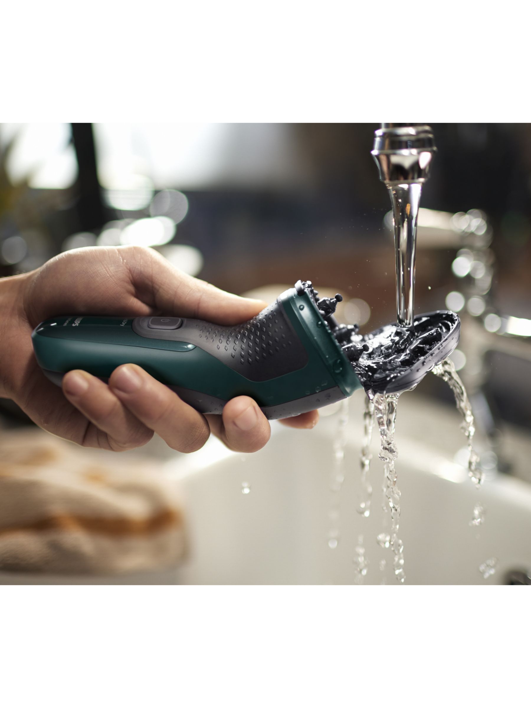 Philips Series 3000X X3052/00 Wet & Dry Electric Shaver with 27 PowerCut Blades, 4D Flex Heads & Pop-up Trimmer, Dark Green Forest