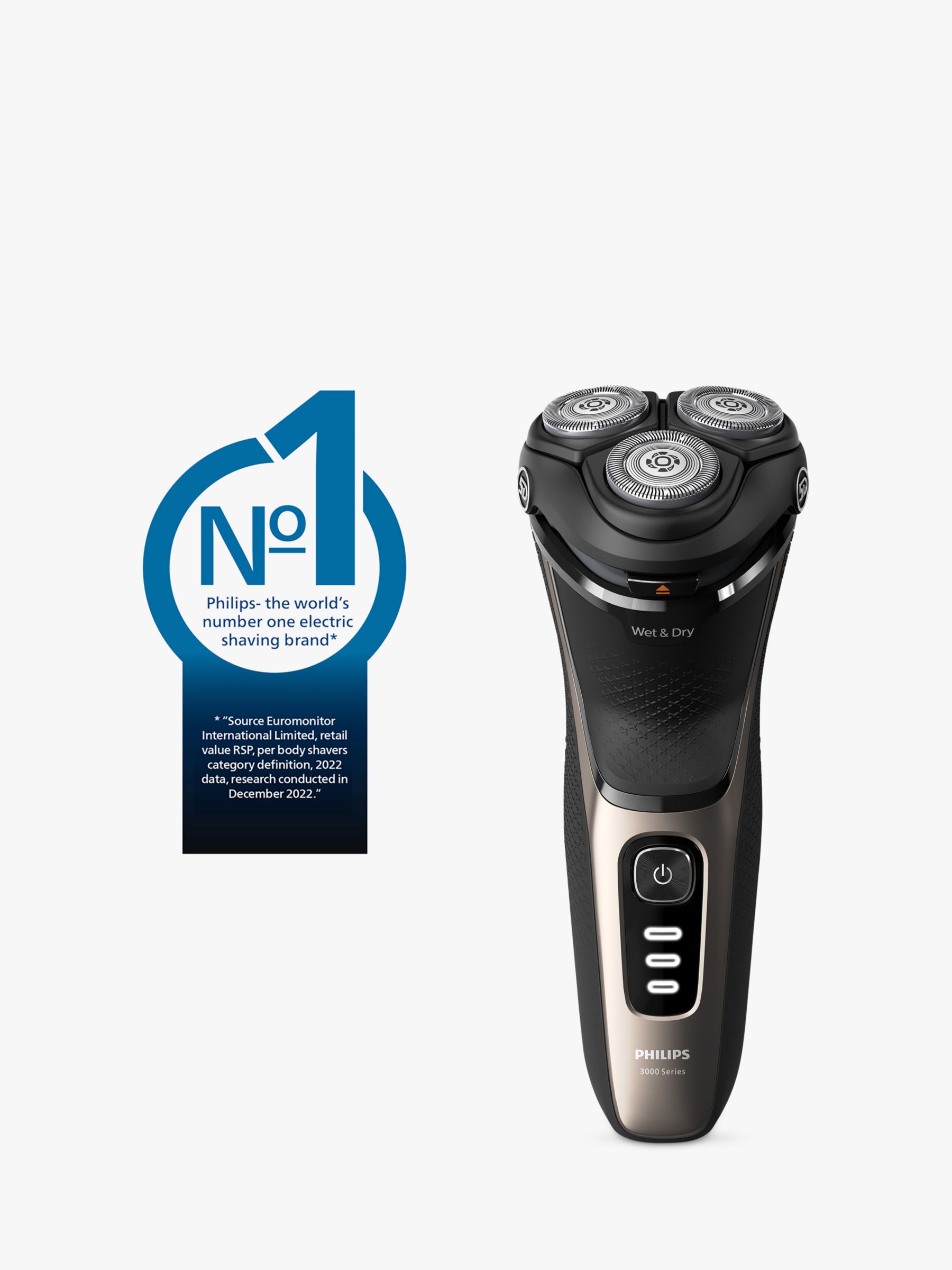 Philips Series 3000 S3242/12 Wet & Dry Electric Shaver with 5D Flex & Pivot Heads, Travel Pouch & Pop-up Trimmer, Ash Gold