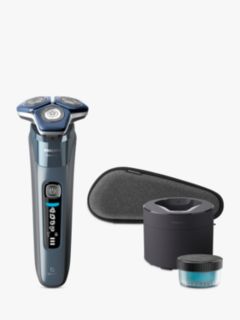 Philips S7882/55 Series 7000 Wet & Dry Electric Shaver with Pop-up Trimmer, TravelCase, Quick Clean Pod, GroomTribe App Connection and Full LED Display, Ice Blue