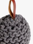 John Lewis Chunky Knit Doorstop with Leather Strap, Grey