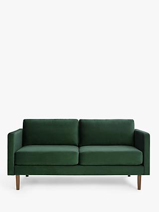 Eavis Range, John Lewis ANYDAY Eavis Large 3 Seater Sofa, Dark Leg, Bottle Green Smooth Velvet