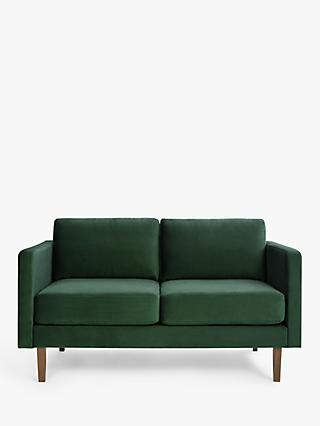 Eavis Range, John Lewis ANYDAY Eavis Small 2 Seater Sofa, Dark Leg, Bottle Green Smooth Velvet
