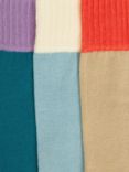 John Lewis Colour Block Organic Cotton Mix Ribbed Welt Ankle Socks, Pack of 3