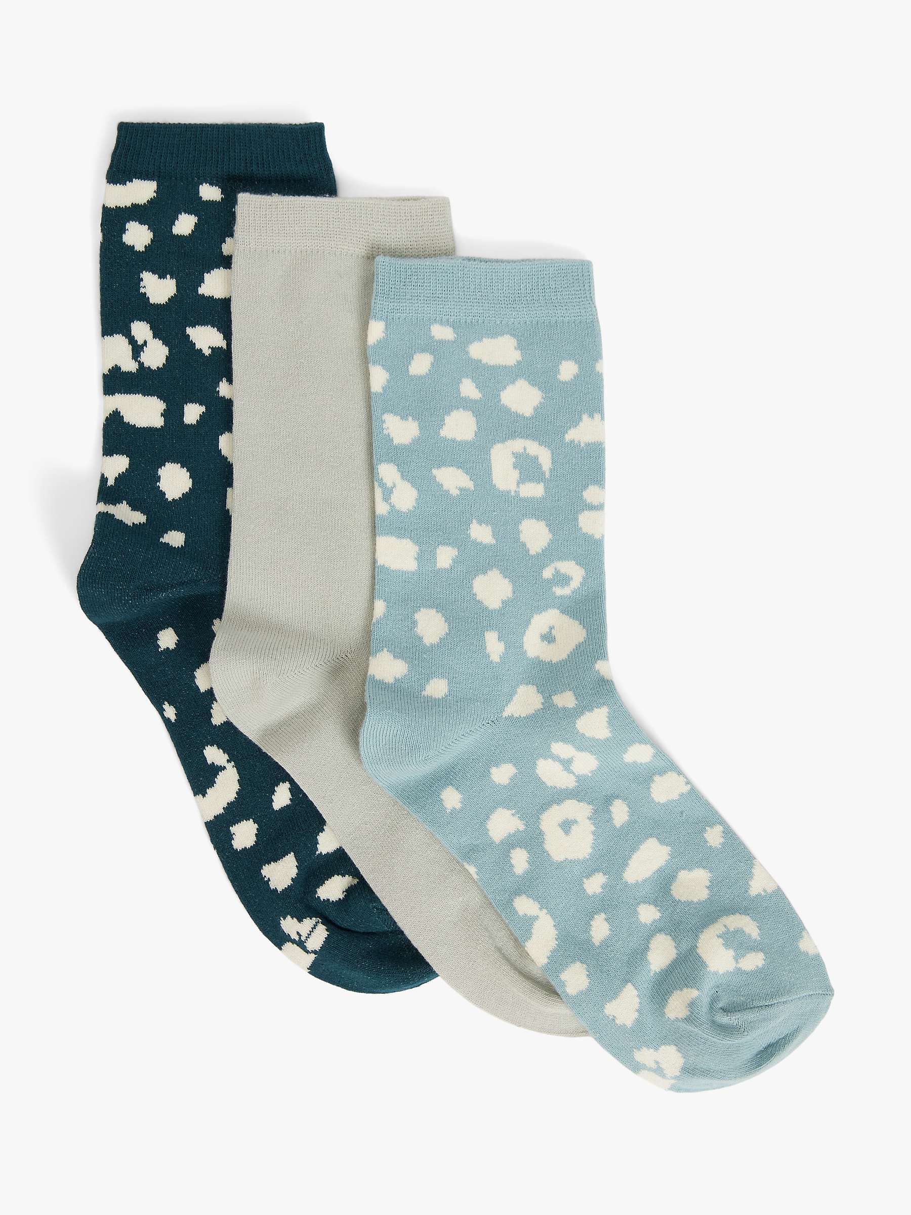 Buy John Lewis Leopard Print Organic Cotton Mix Ankle Socks, Pack of 3 Online at johnlewis.com