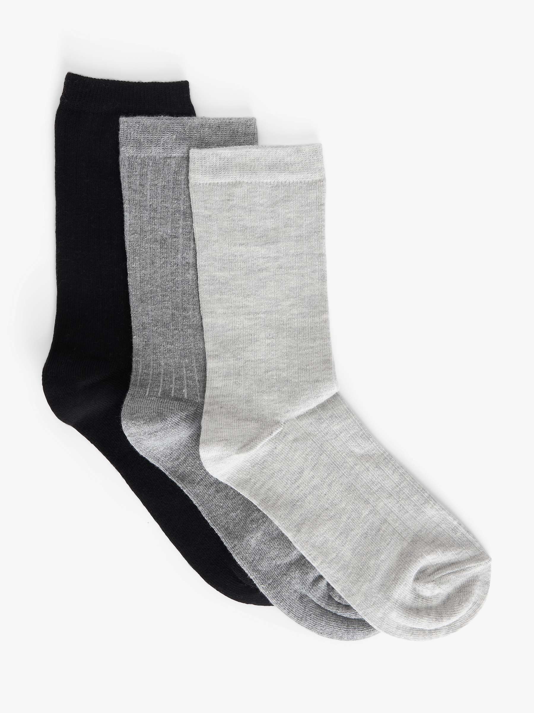 Buy John Lewis Ribbed Organic Cotton Mix Ankle Socks, Pack of 3 Online at johnlewis.com