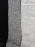 John Lewis Ribbed Organic Cotton Mix Ankle Socks, Pack of 3, Black/Grey