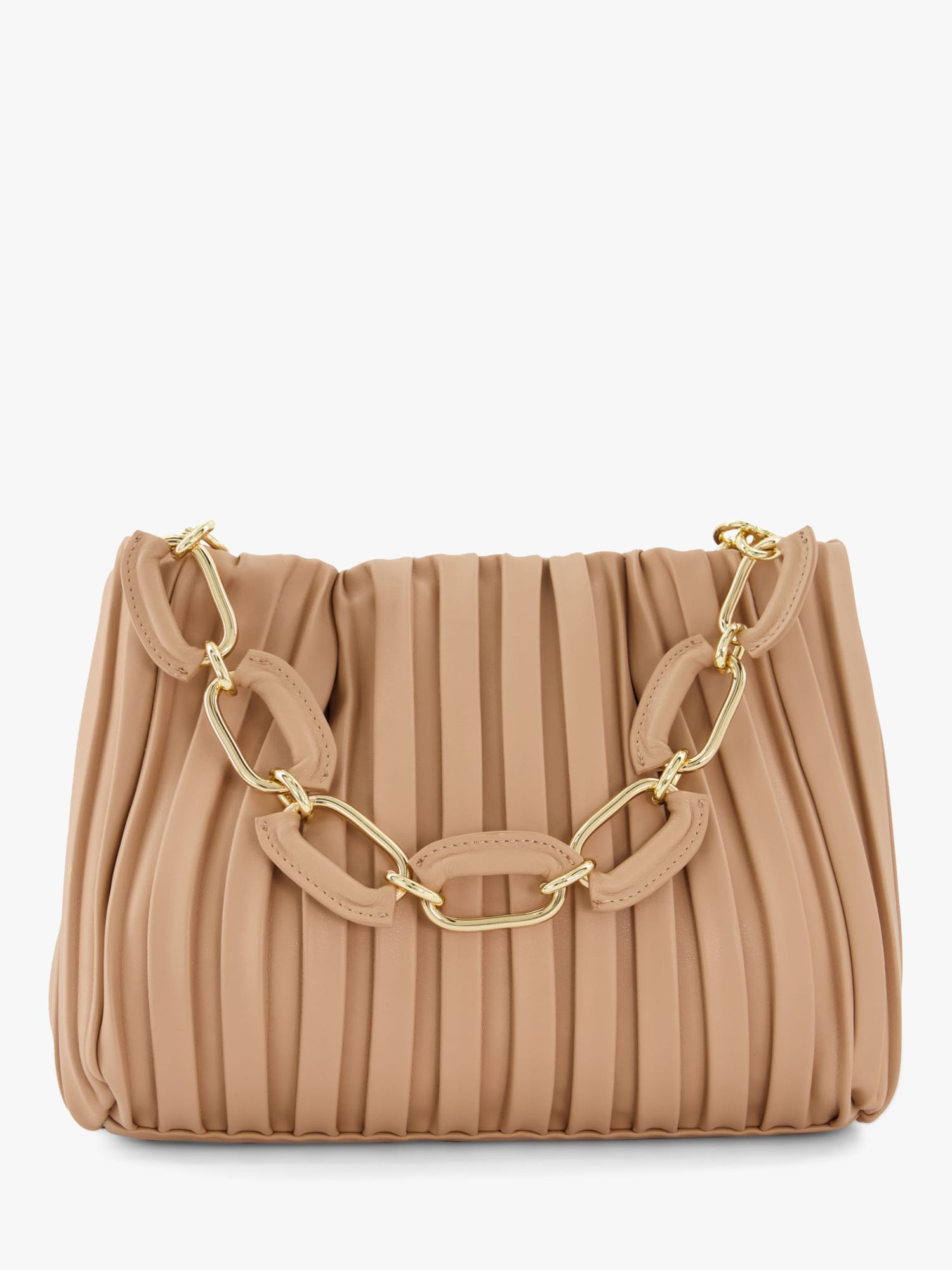 Dune Dominie Pleated Chain-Handle Slouch Bag, Blush