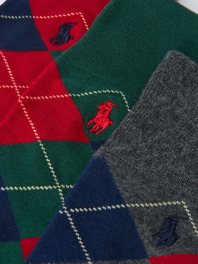 Polo Ralph Lauren Argyle Socks, Pack of 3, Multi