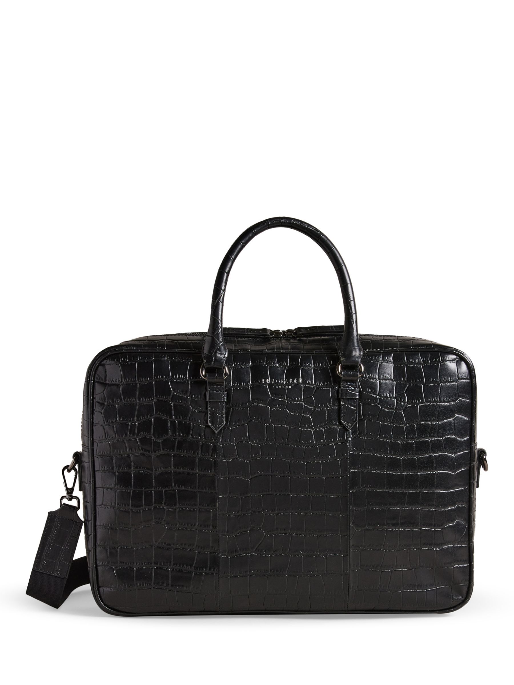 Ted Baker Croc Briefcase, Black at John Lewis & Partners