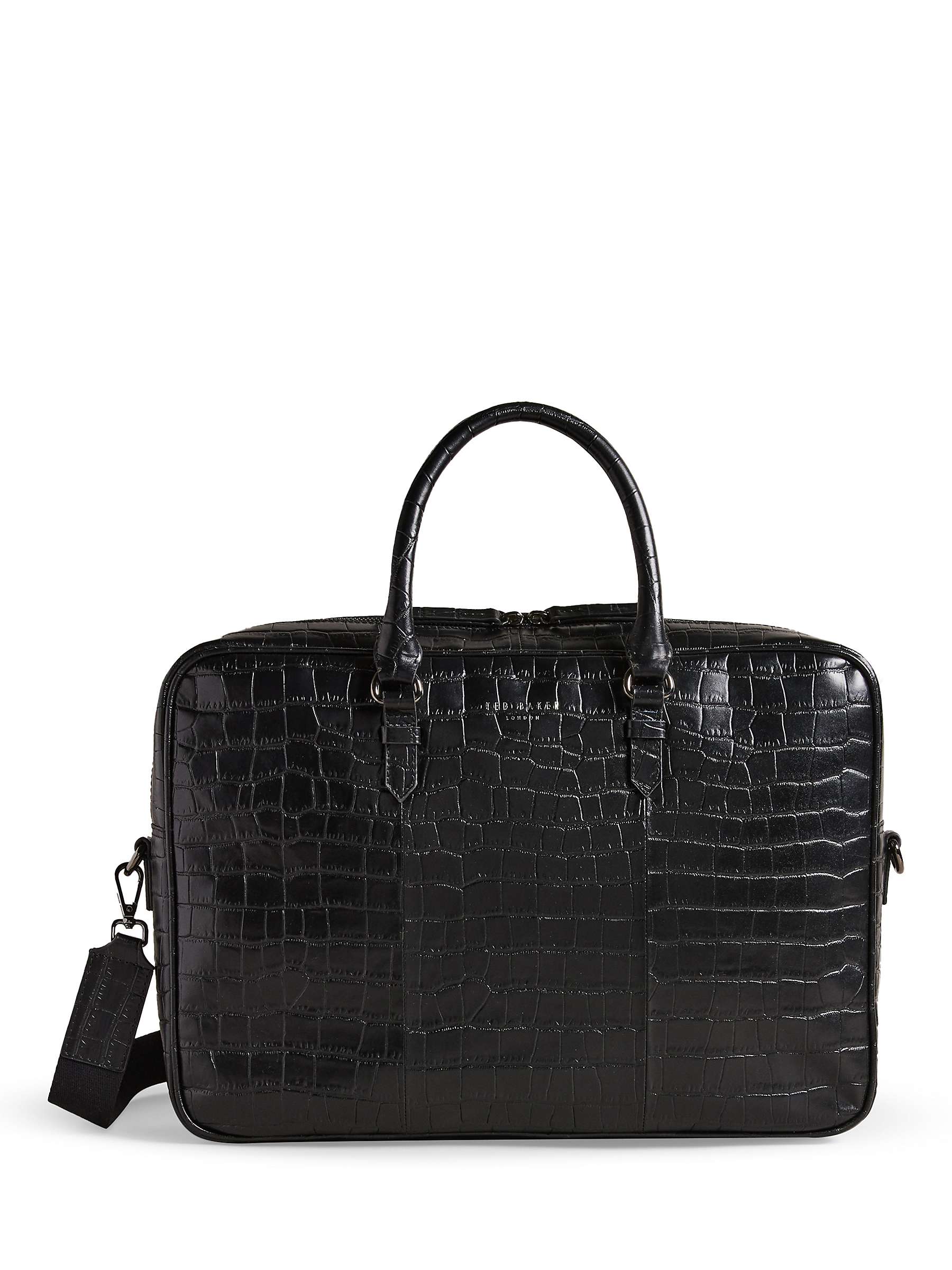 Buy Ted Baker Croc Briefcase, Black Online at johnlewis.com