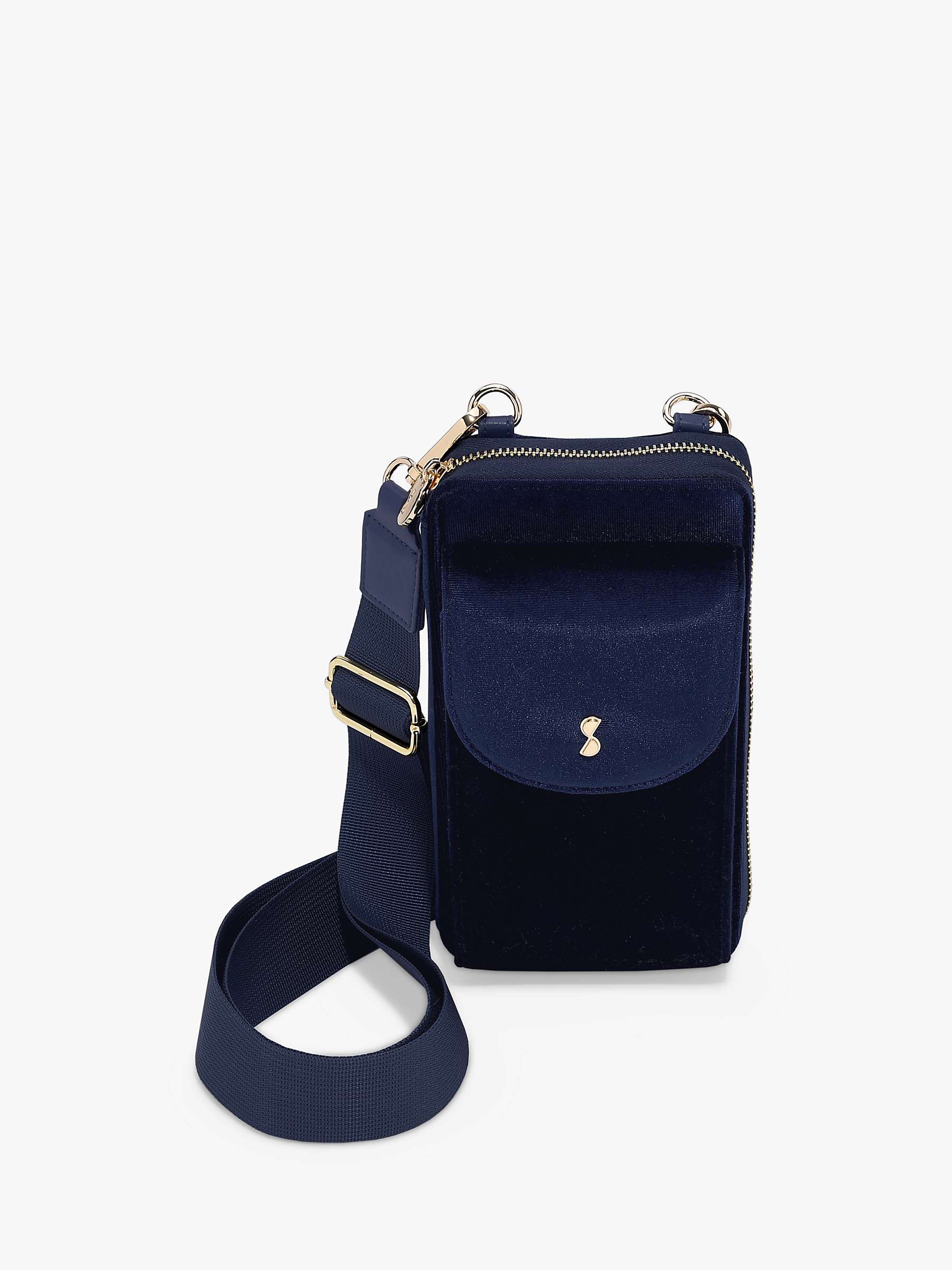 Buy Stackers Velvet Mini Crossbody Bag, Navy Online at johnlewis.com