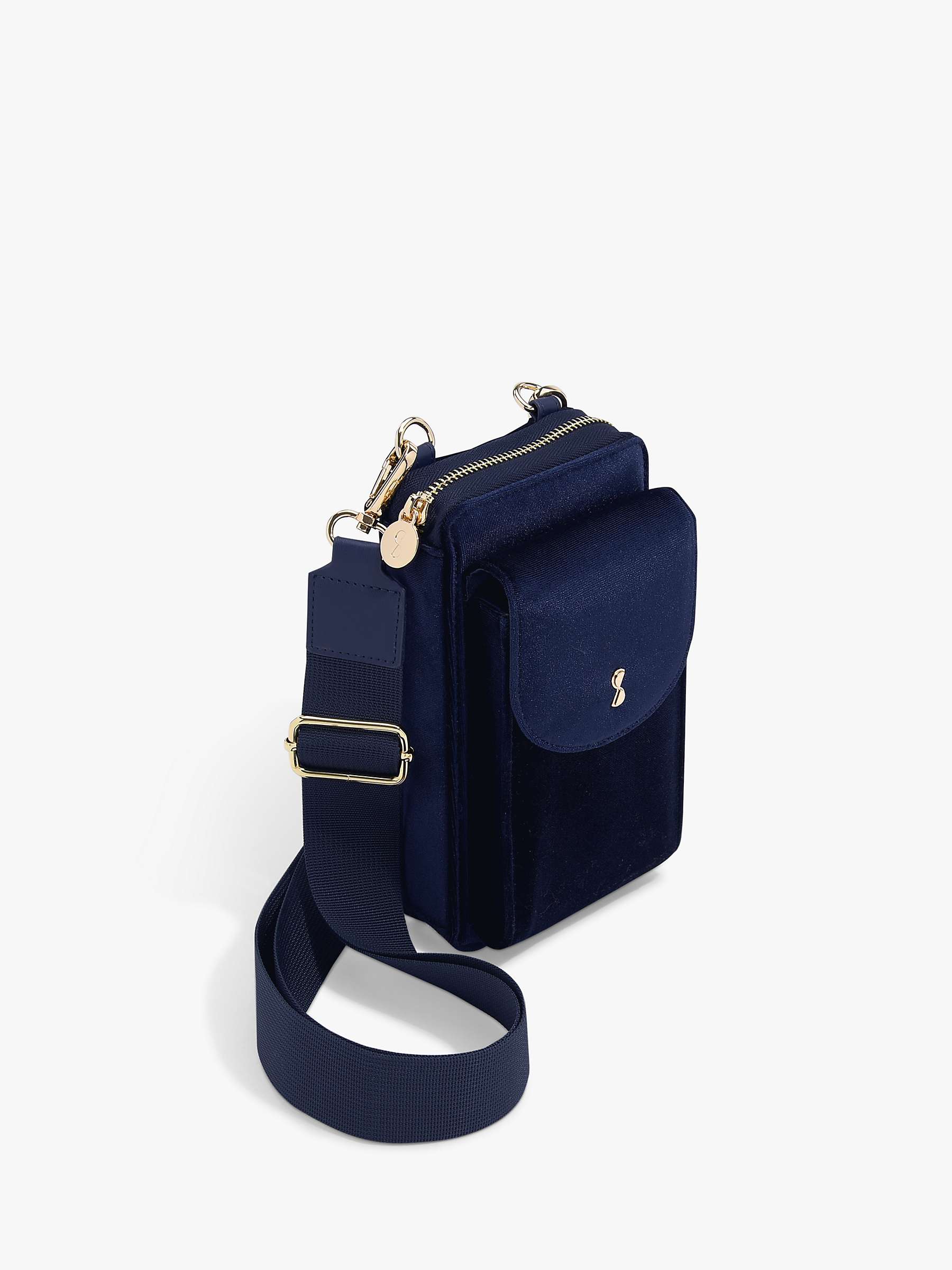 Buy Stackers Velvet Mini Crossbody Bag, Navy Online at johnlewis.com