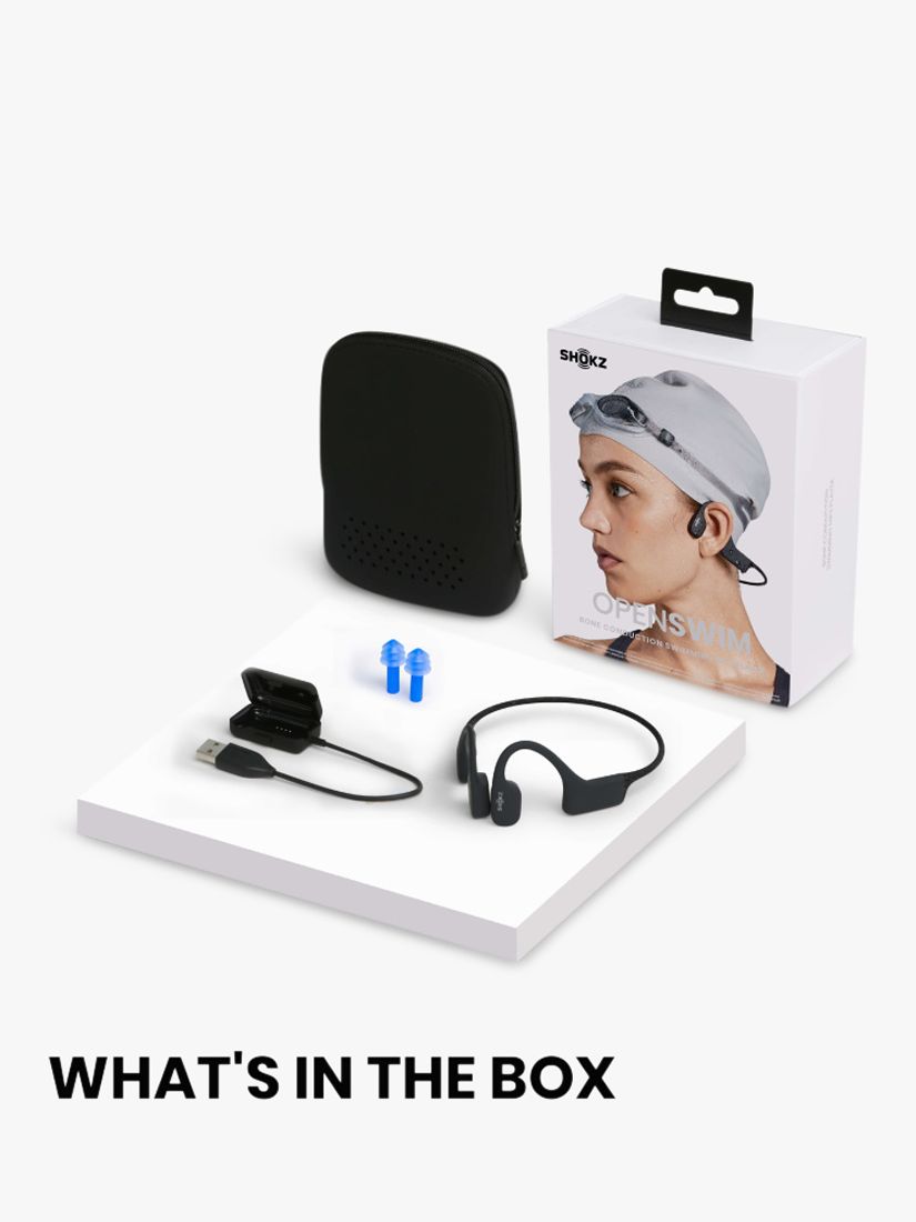 AfterShokz OpenSwim Bone Conduction Open-Ear MP3 Swimming Headphone - Black  for sale online