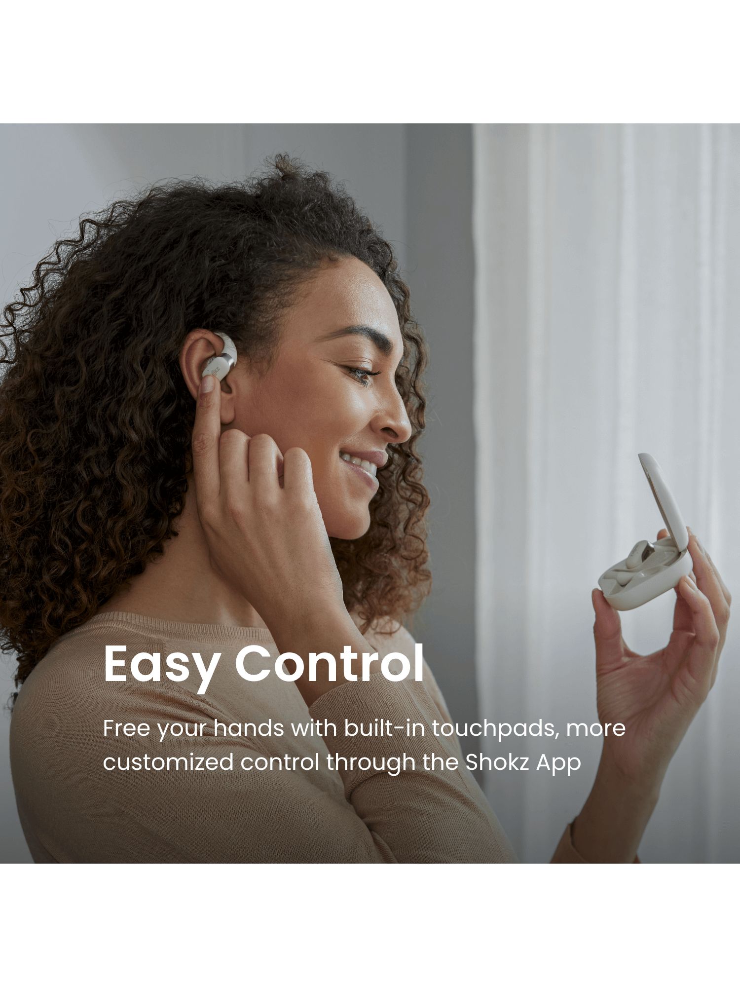 Shokz OpenFit Bluetooth True Wireless Open-Ear Headphones, Beige