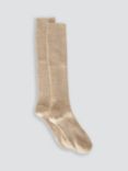 John Lewis Ribbed Wool Silk Blend Knee High Socks, Ivory