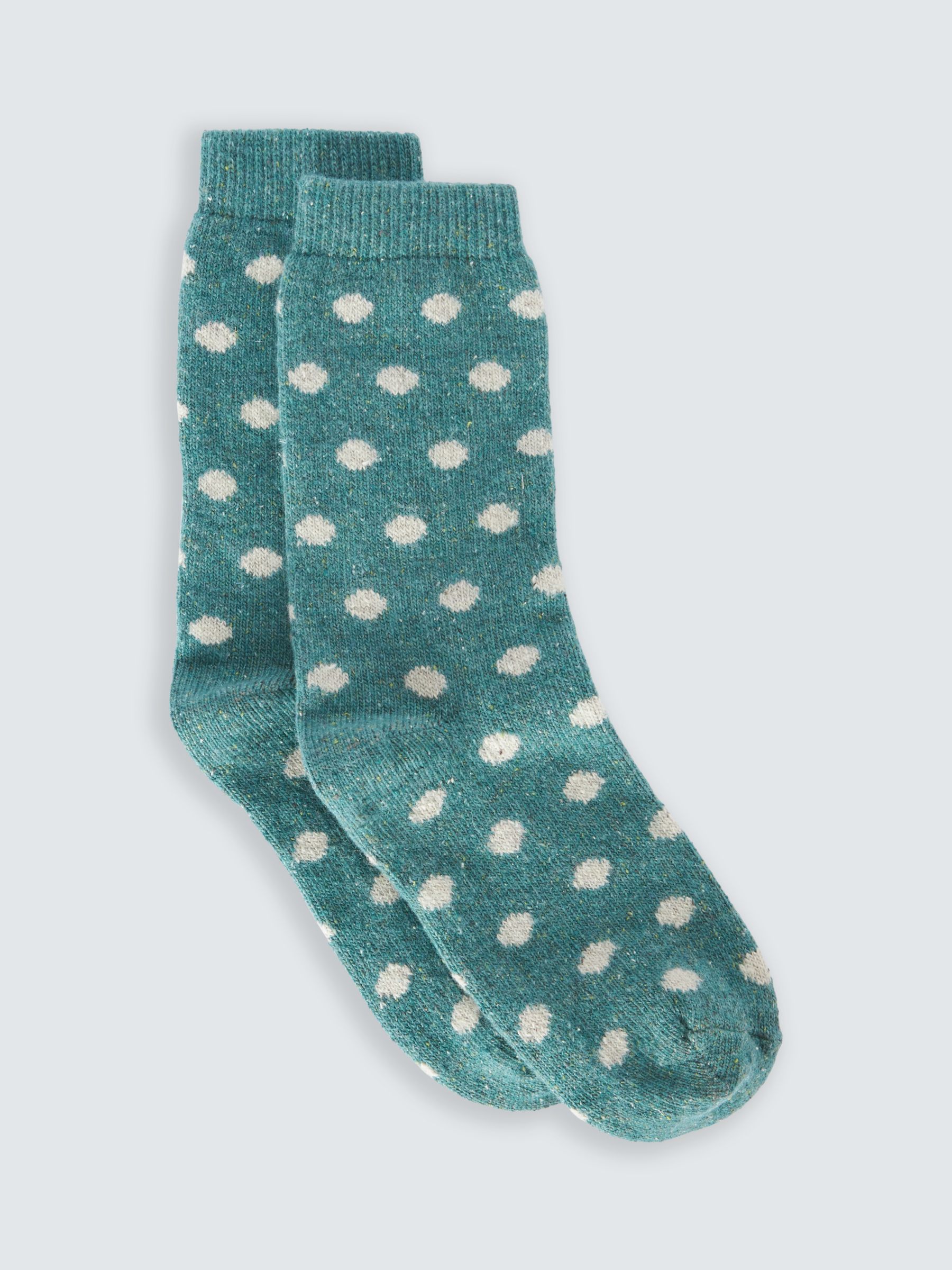 John Lewis Spot Wool Silk Blend Ankle Socks, Sea Foam at John Lewis ...