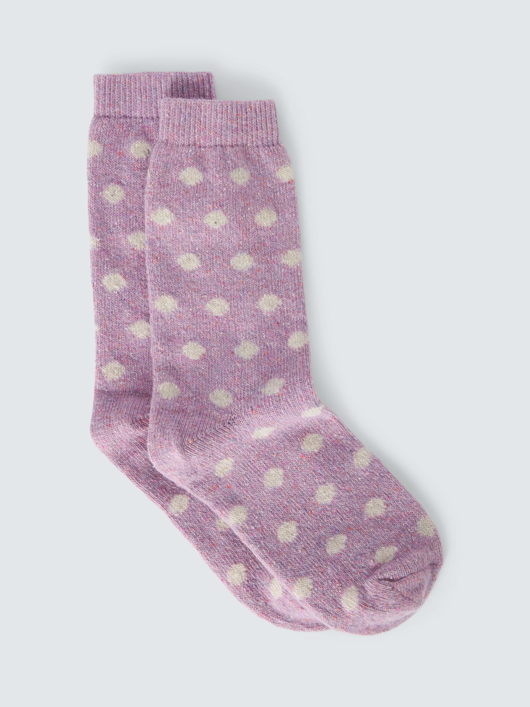 John Lewis Spot Wool Silk Blend Ankle Socks, Pink at John Lewis & Partners