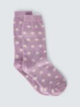 John Lewis Spot Wool Silk Blend Ankle Socks, Pink
