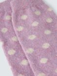 John Lewis Spot Wool Silk Blend Ankle Socks, Pink