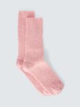 John Lewis Ribbed Wool Silk Blend Socks, Pink