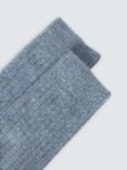 John Lewis Ribbed Wool Silk Blend Socks, Blue