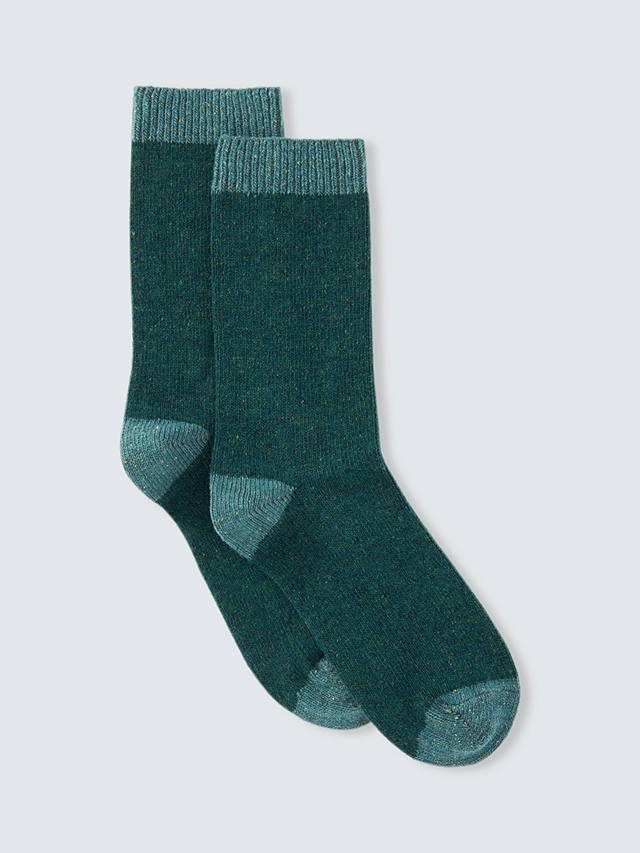 John Lewis Speckled Wool Silk Blend Socks, Green/Sea Foam