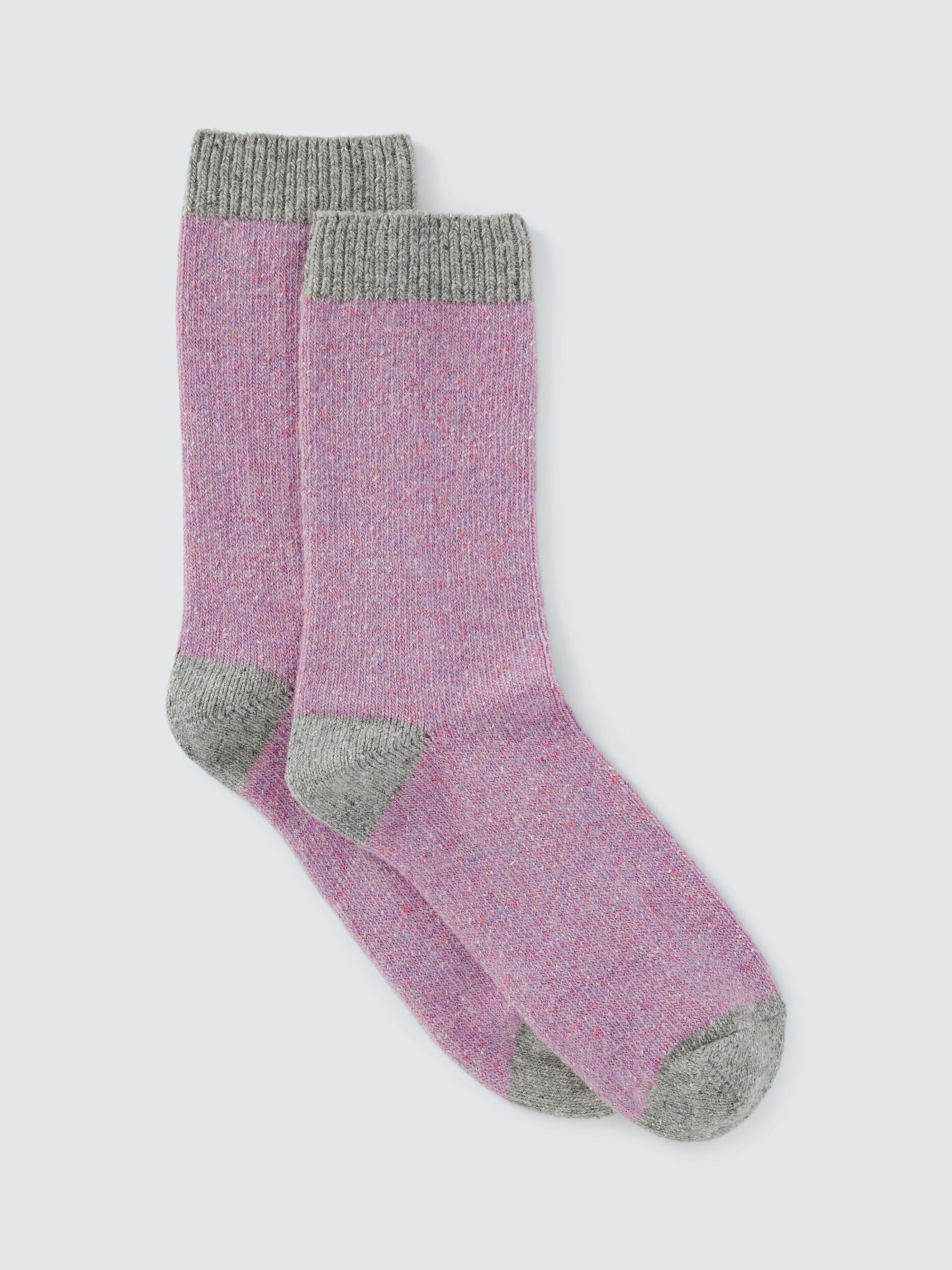 John Lewis Speckled Wool Silk Blend Socks, Pink/Grey at John Lewis ...