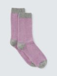 John Lewis Speckled Wool Silk Blend Socks, Pink/Grey