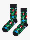 Happy Socks Mushrooms, Christmas Gnomes and Classic Baubles Socks, One Size, Black/Multi