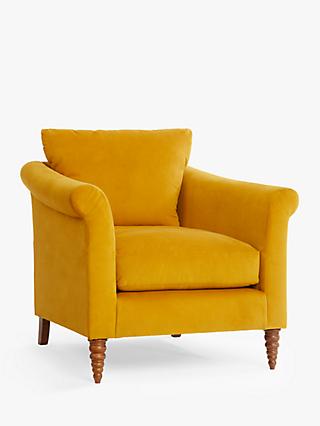 John Lewis Sloane Armchair, Dark Leg, Honey Smooth Velvet