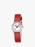 Mondaine Women's Evo 2 Date Vegan Leather Strap Watch, Red