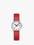 Mondaine Women's Evo 2 Date Vegan Leather Strap Watch, Red