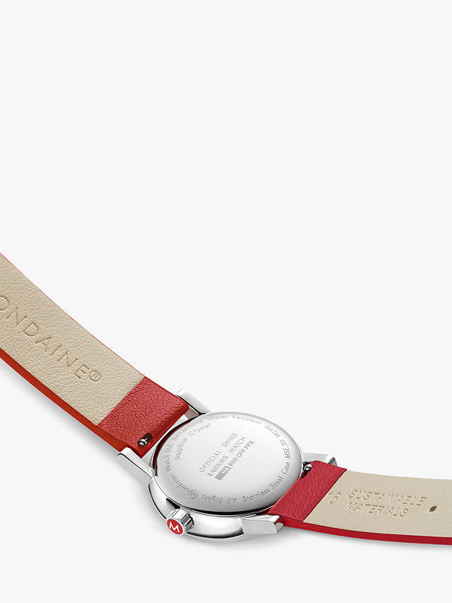 Mondaine Women's Evo 2 Date Vegan Leather Strap Watch, Red