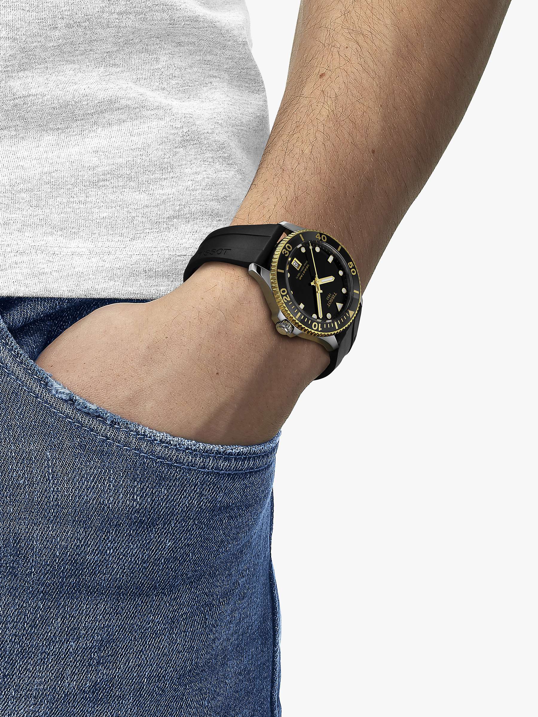 Buy Tissot T1204102705100 Men's Seastar 1000 Rubber Strap Watch, Black Online at johnlewis.com
