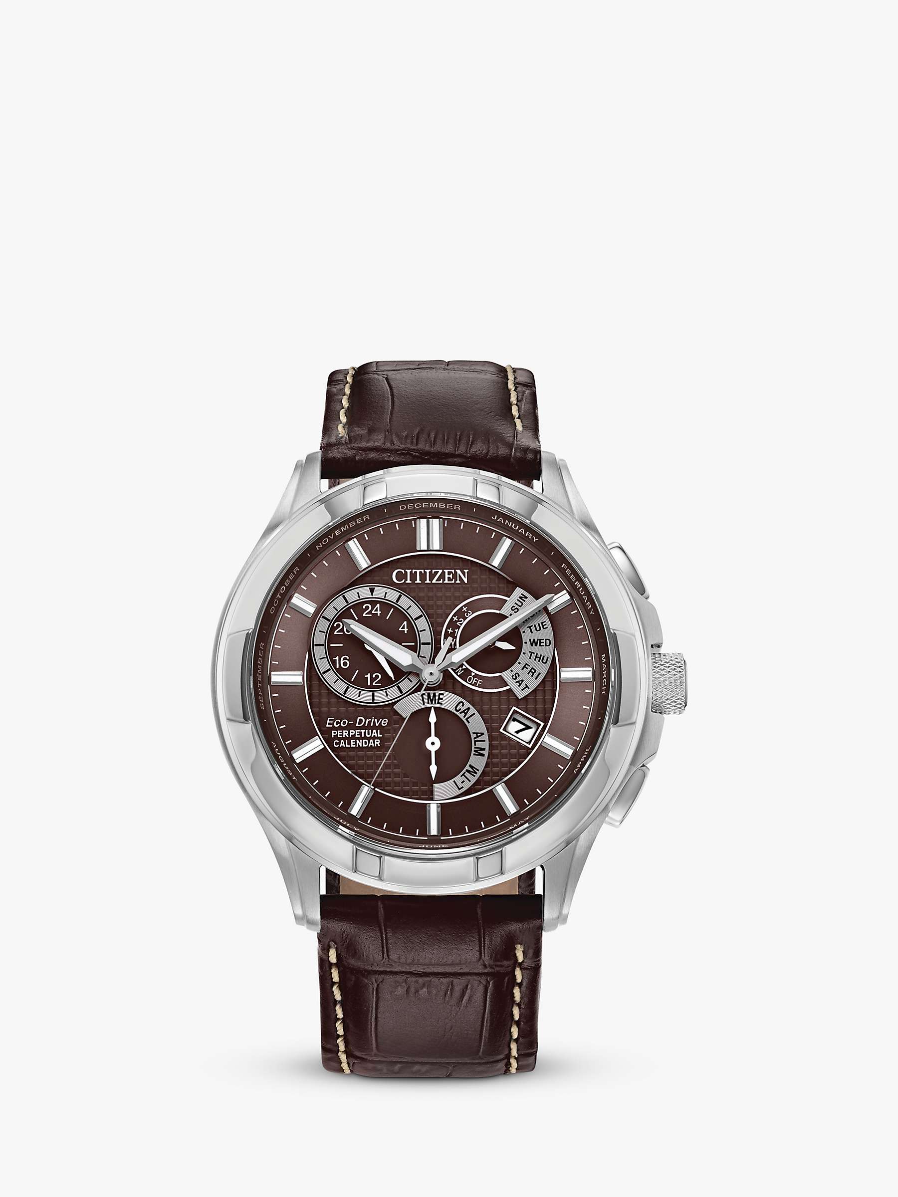 Buy Citizen BL8160-07X Men's Classic 8700 Eco-Drive Leather Strap Watch, Brown Online at johnlewis.com