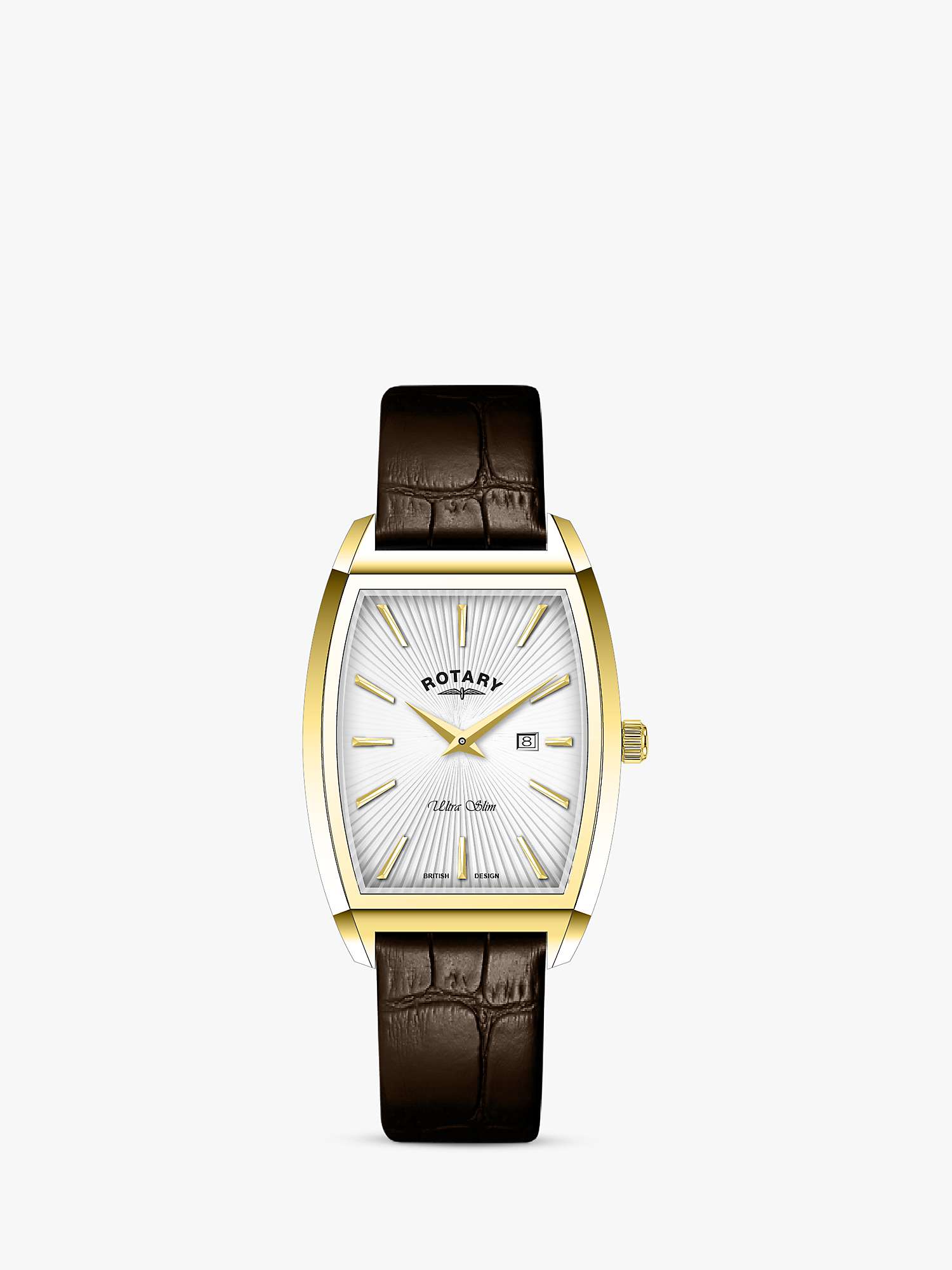 Buy Rotary LS08018/06 Women's Ultra Slim Sunray Dial Leather Strap Watch, Gold Online at johnlewis.com