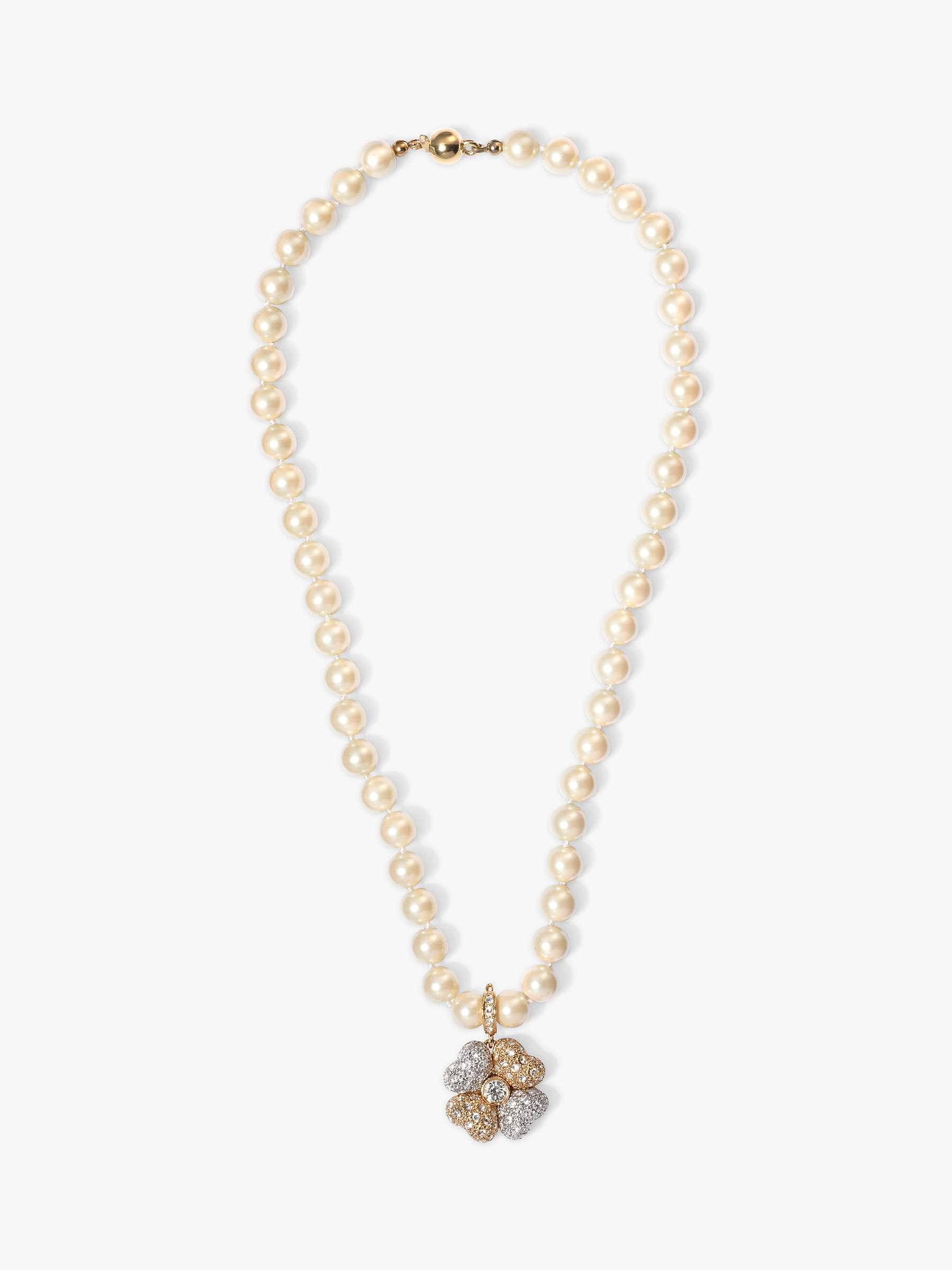 Buy Eclectica Vintage 18ct Gold Plated Faux Pearl and Swarovski Flower Beaded Necklace, Cream/Gold Online at johnlewis.com