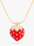 Eclectica Pre-Loved Gold Plated Enamel & Swarovski Crystal Strawberry Pendant Necklace, Dated Circa 1980s