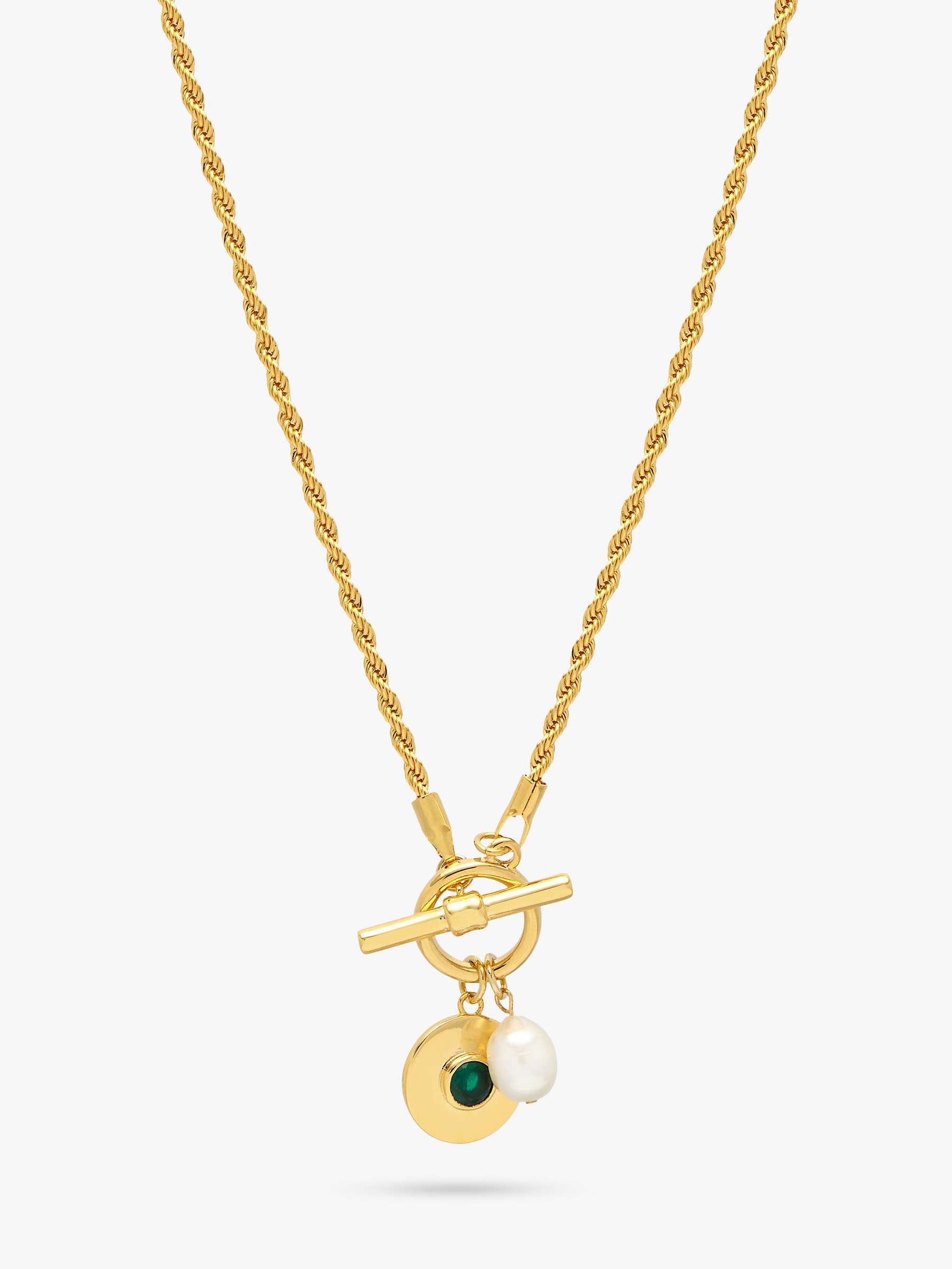 Buy Estella Bartlett Green Onyx & Pearl Rope T-Bar Necklace, Gold Online at johnlewis.com